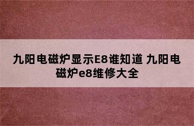 九阳电磁炉显示E8谁知道 九阳电磁炉e8维修大全